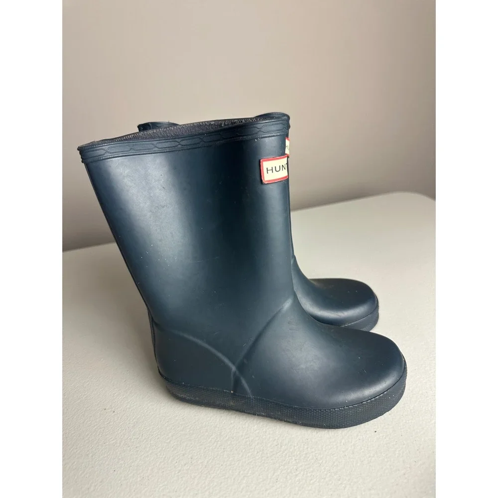 Hunter Kids First Classic Navy Blue Matte Waterproof Rain Boots Size 9 Toddler